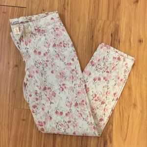 Pink and Tan Floral Gap Khakis Sz 0
